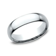 10k White Gold 6mm Comfort Fit Plain Wedding Band