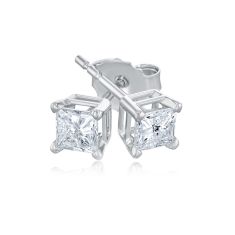 1/2ctw Princess Diamond Solitaire 14k White Gold Stud Earrings
