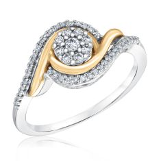 1/4ctw Diamond Swirl Two-Tone Fashion Ring