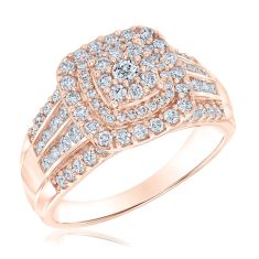 1ctw Cushion Diamond Composite Halo Yellow Gold Engagement Ring - Glow Collection