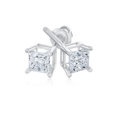 1ctw Princess Diamond Solitaire 14k White Gold Stud Earrings