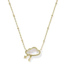 Kendra Scott Celeste Cloud Short Pendant Necklace in Matte Dichroic Glass, Gold-Plated