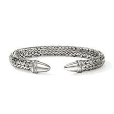 John Hardy Spear 50 1/4ctw Diamond 8.9mm Sterling Silver Cuff Bracelet
