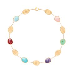 Marco Bicego Lunaria 18k Yellow Gold Necklace with Mixed Gemstones