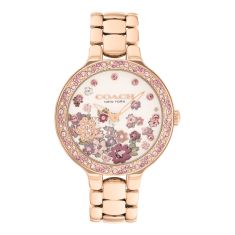COACH Chelsea Crystal Accent Pink Dial Rose Gold-Tone Stainless Steel Bracelet Watch 36mm - 14504498