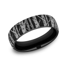 Black Titanium 6.5mm Birch Tree Pattern Wedding Band