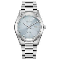 Citizen Eco-Drive Sport Luxury Diamond Blue Dial Stainless Steel Watch 33mm - EW2700-54L