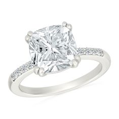 Cushion Created White Sapphire Sterling Silver Promise Ring