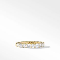 David Yurman DY Infinity Alternating Band Ring in 18K Yellow Gold with Diamonds, 3.3mm