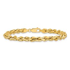 Diamond-Cut Rope 10k Yellow Gold Chain Bracelet 4.9mm