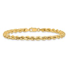 Diamond-Cut Rope 10k Yellow Gold Chain Bracelet 4mm