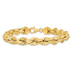 Diamond-Cut Rope 10k Yellow Gold Chain Bracelet 8mm