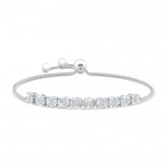 Diamond Sterling Silver Bolo Bracelet 1/4ctw