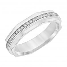 Diamond 14k White Gold 4.5mm Faceted Eternity Couples' Wedding Band | ONE Collection