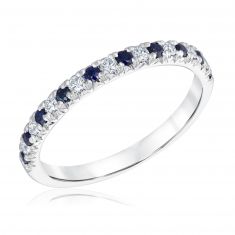 1/6ctw Diamond and Sapphire White Gold Anniversary Ring | Embrace Collection