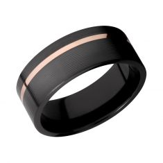 Lashbrook Black Zirconium with Rose Gold Inlay Flat Comfort Fit Band, 8mm