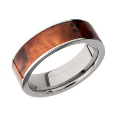 Lashbrook Titanium with Thuya Burl Wood Inlay Flat Comfort Fit Band, 7mm