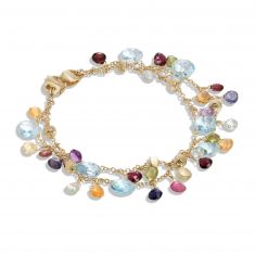 Marco Bicego Yellow Gold Blue Topaz and Mixed Gemstone Double Strand Bracelet - Paradise Collection