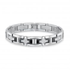 Men's 3/8ctw Diamond Black Ion-Plated and Stainless Steel Link Bracelet