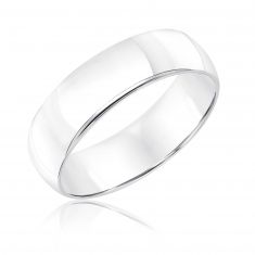 10k White Gold 6mm Low Dome Comfort Fit Wedding Band