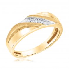 1/10ctw Diamond Three-Stone Diagonal Yellow Gold Band | Men's