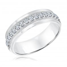 Men's 1/2ctw Diamond White Gold Milgrain Band