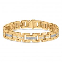 Men's Yellow Gold Diamond Link Bracelet 1/2ctw