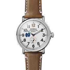 Notre Dame Shinola The Runwell White Dial Tan Leather Strap Watch 41mm by M.LaHart & Co.