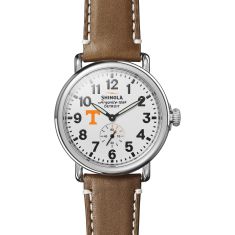 University of Tennessee Shinola The Runwell White Dial Tan Leather Strap Watch 41mm by M.LaHart & Co.