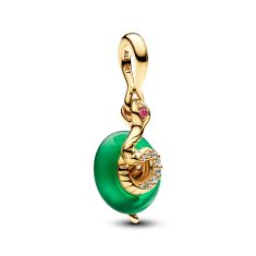 Pandora Snake Green Murano Glass Gold-Plated Dangle Charm