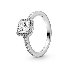 Pandora Square Sparkle Halo Sterling Silver Ring