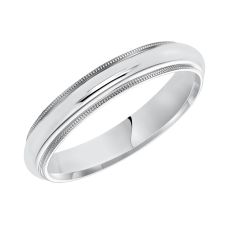 14k White Gold 4mm Milgrain Low Dome Wedding Band