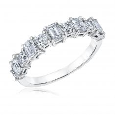 1 1/2ctw Emerald and Round Diamond White Gold Ring - Classic Collection