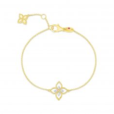Roberto Coin Princess Flower Yellow Gold Diamond Bracelet 1/20ctw