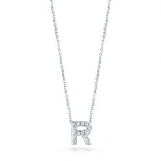 Roberto Coin Tiny Treasures Diamond Love Letter R Necklace 1/15ctw