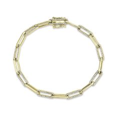 Shy Creation Yellow Gold Diamond Link Bracelet 3/4ctw
