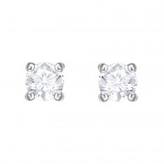 Swarovski Crystal Attract Clear Round Stud Earrings, Rhodium-Plated
