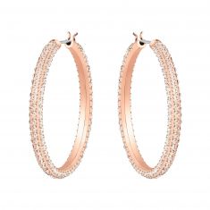 Swarovski Crystal Stone Rose Gold-Tone Hoop Earrings