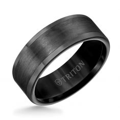 TRITON Black Tungsten Carbide Comfort Fit Band Wedding Band 8mm