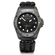 Victorinox Dive Pro Quartz Black Dial Black Paracord Strap Watch Set 43mm - 241993.1