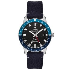 Zodiac Limited Edition Super Sea Wolf GMT Automatic Blue Leather Strap Watch 40mm - ZO9413